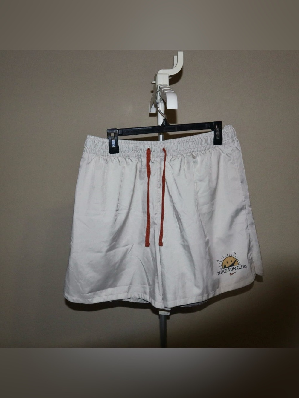 Nike White Men's Athletic Shorts with Orange Drawcords